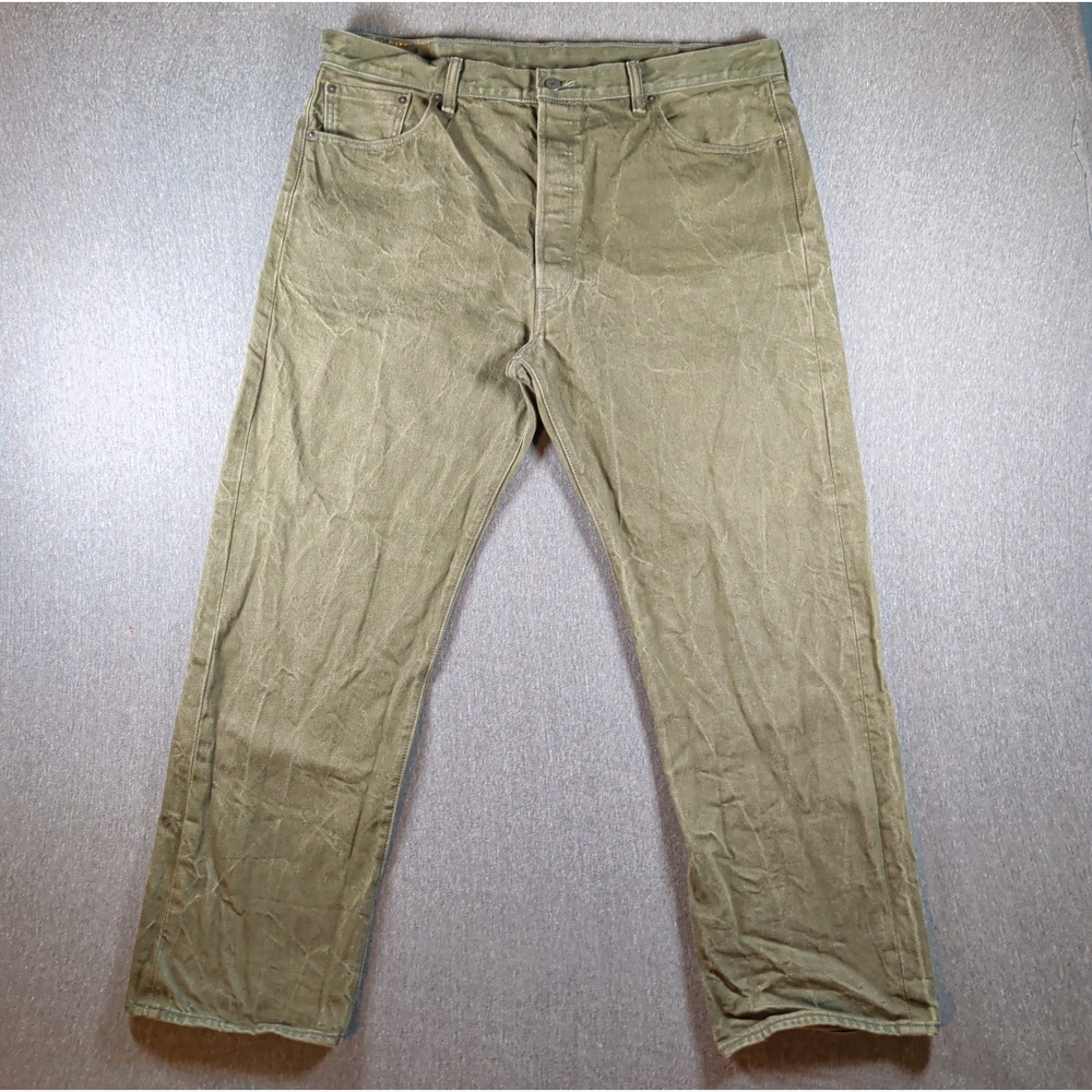 RARE Levi's 501 White Oak Cone Moss Green Denim Jeans W40 L30 USA Denim 2016